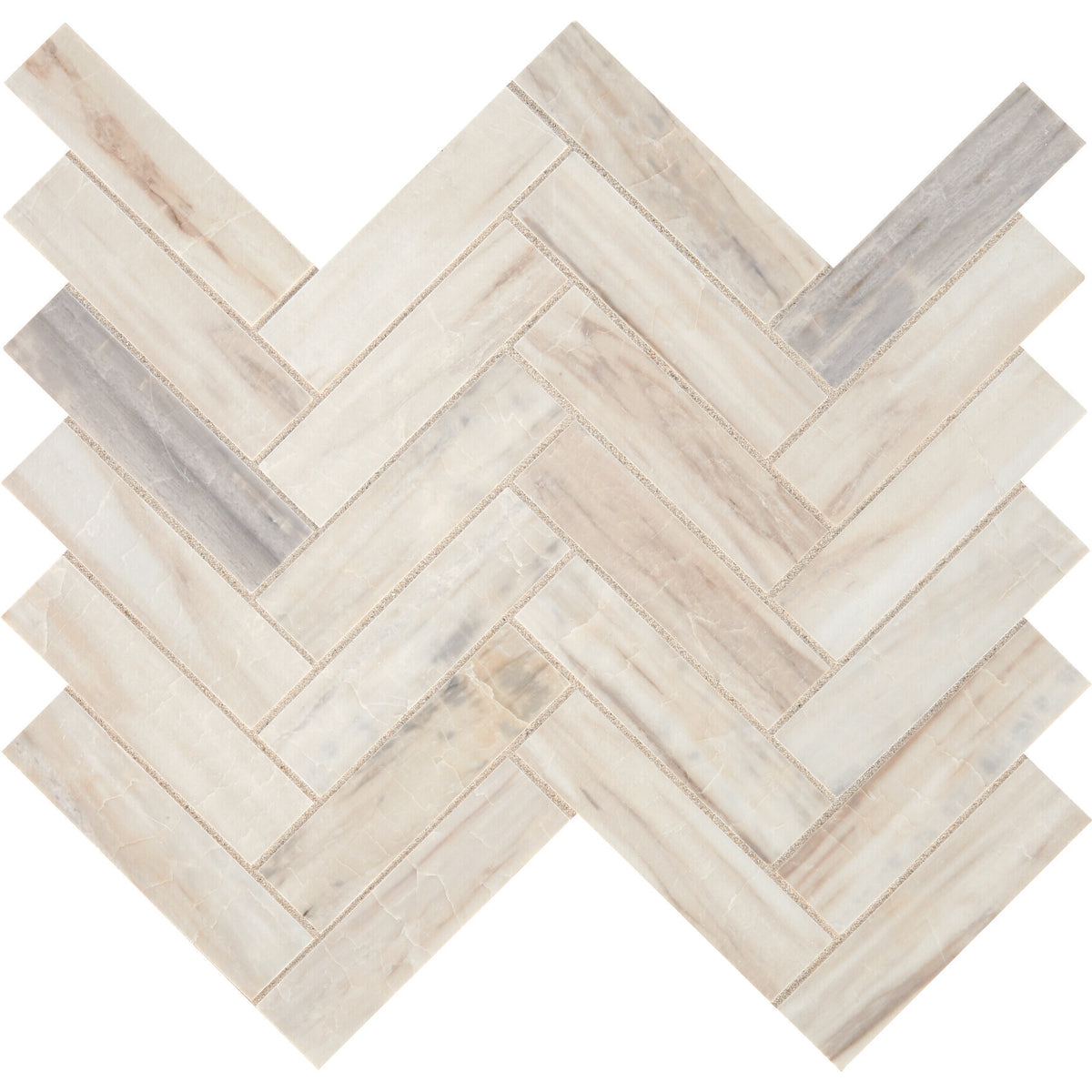 Daltile - Fonte - Herringbone Mosaic - 1&quot; x 4&quot; - Honed - Pier White