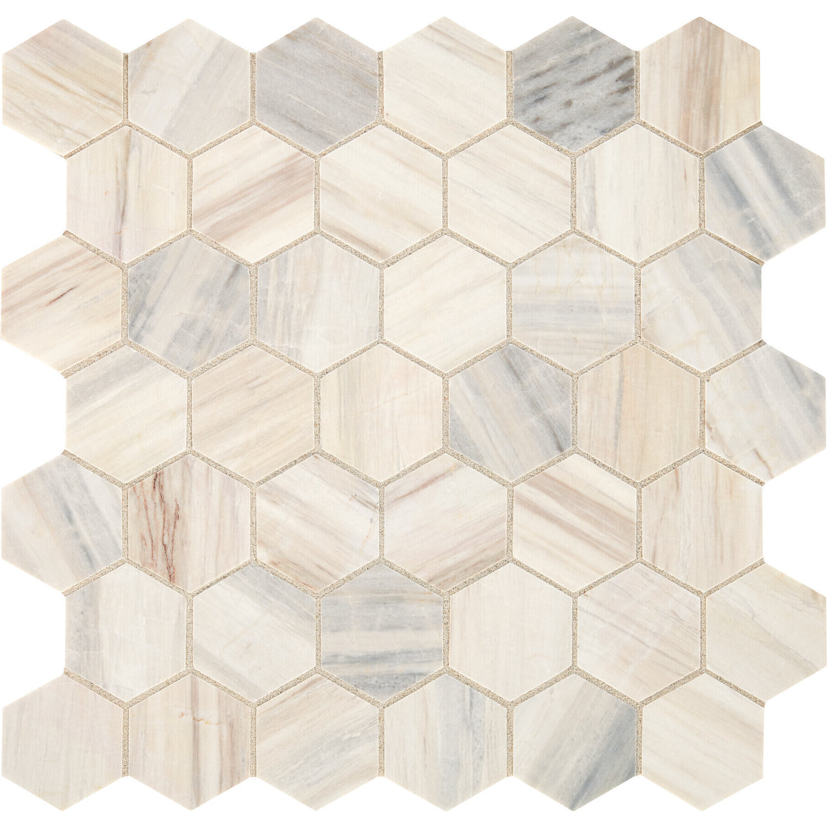 Daltile - Fonte - Hexagon Mosaic - 2&quot; - Honed - Pier White