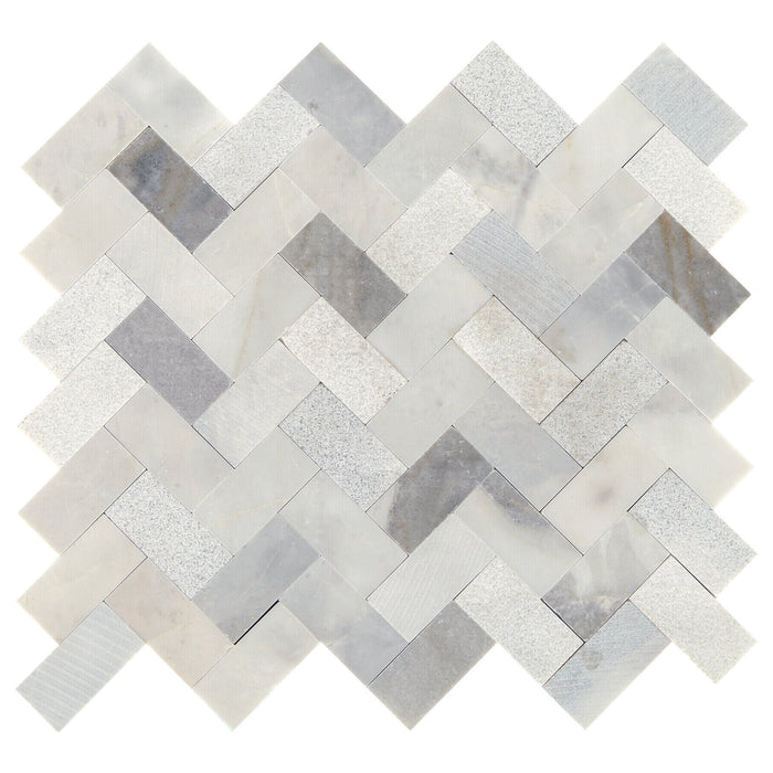 Daltile Minute Mosaix - Herringbone Stone Mosaic - Stormy Mist