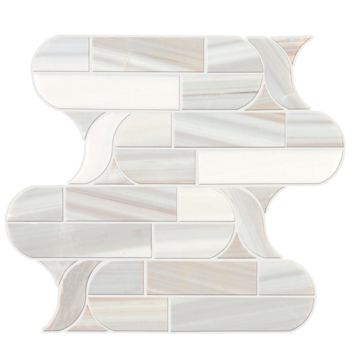 Daltile - Pietra Divina 12 in. x 11 in. Cupola Mosaic - Calacatta Dolomiti