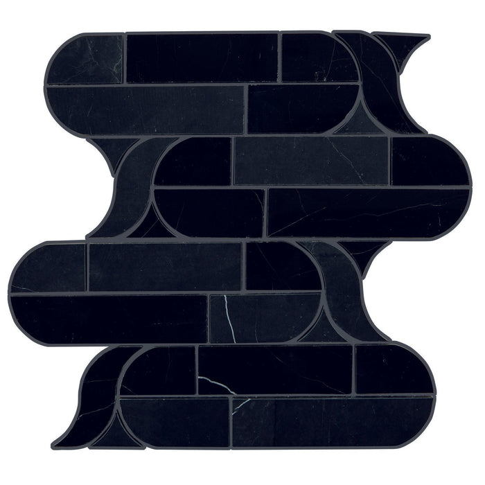 Daltile - Pietra Divina 12 in. x 11 in. Cupola Mosaic - Nero Marquina