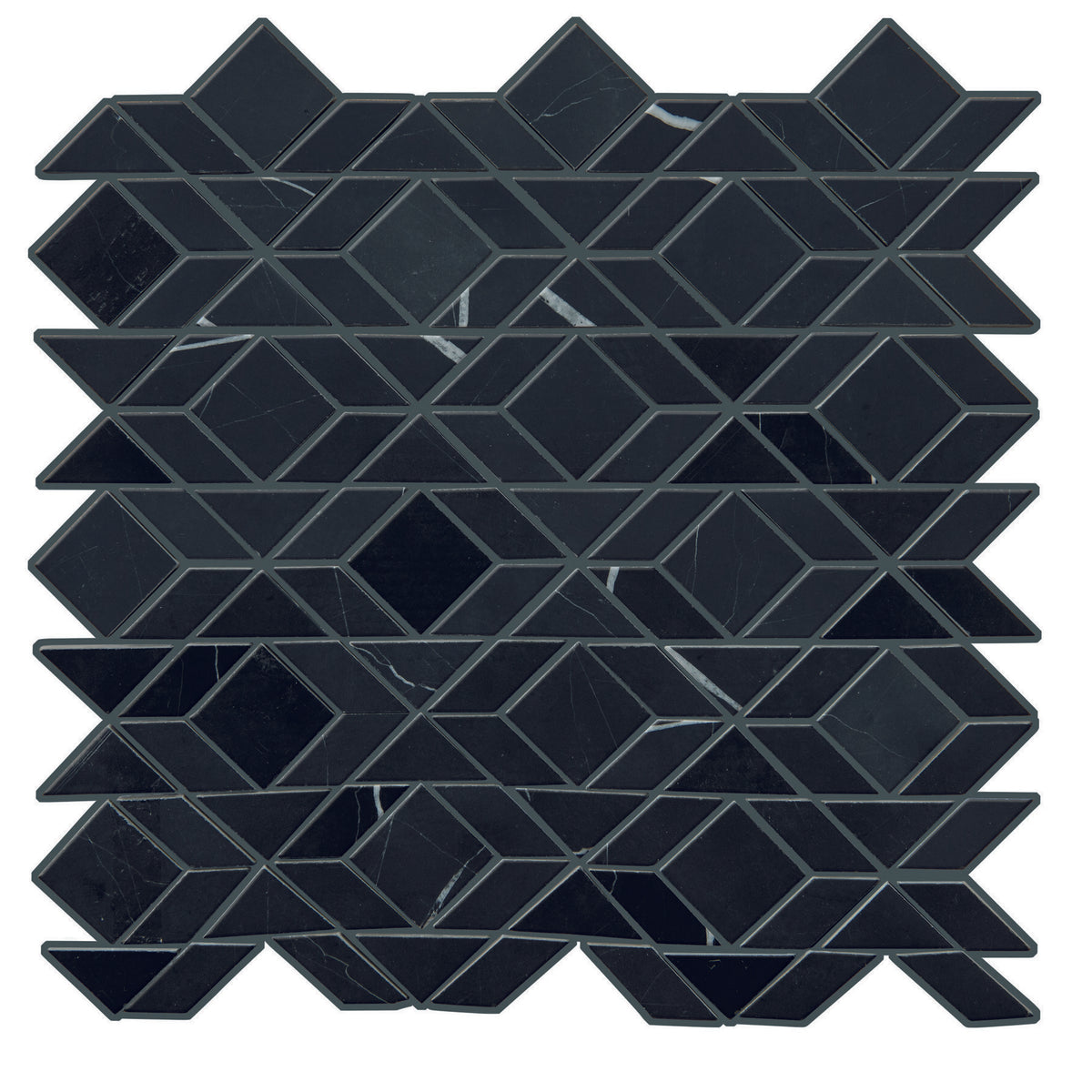 Daltile - Pietra Divina 13 in. x 13 in. Framework Mosaic - Nero Maquina Honed