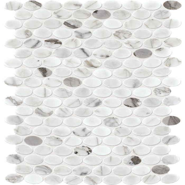 Daltile - Venetian Calacatta Oval Mosaic - Polished