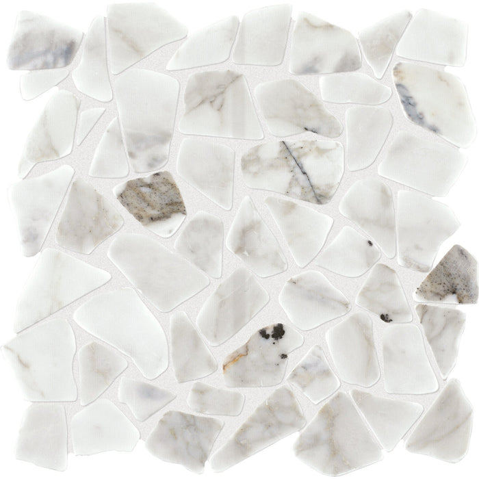 Daltile - Venetian Calacatta - River Pebble Mosaic - Polished