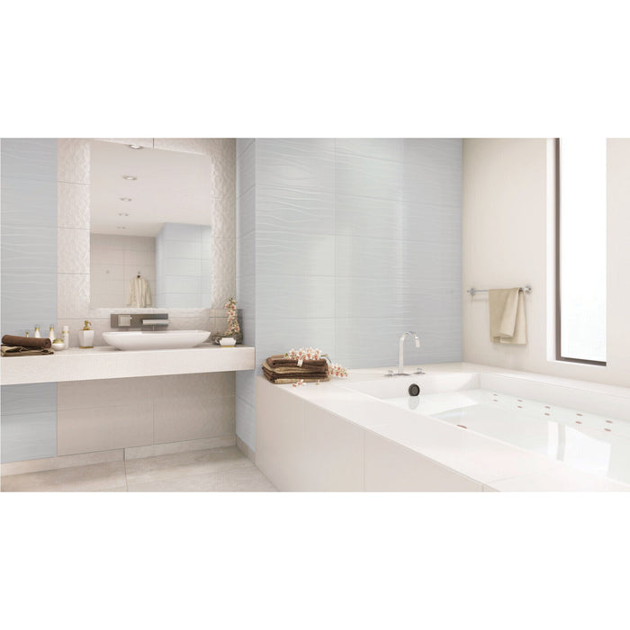 Daltile - Multitude - 12 in. x 24 in. Glazed Ceramic Hexagon Wall Tile - Origami White Room Scene