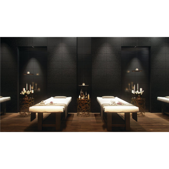 Daltile - Multitude - 12 in. x 24 in. Glazed Ceramic Hexagon Wall Tile - Domino Black Room Scene