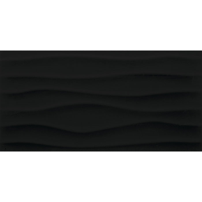 Daltile - Multitude - 12 in. x 24 in. Glazed Ceramic Wave Wall Tile - Domino Black