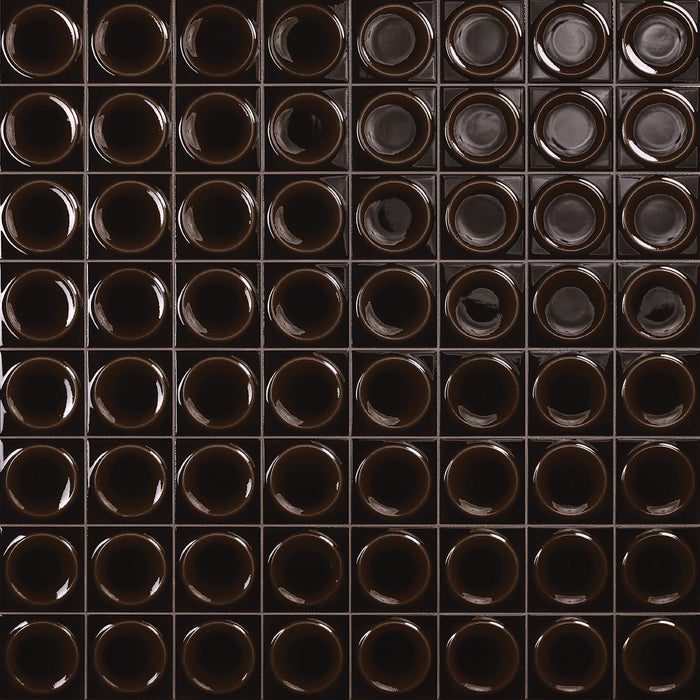 Daltile - Nu Bare - 4 in. x 4 in. Circle - Glossy Ceramic Wall Tile - Ebony Installed