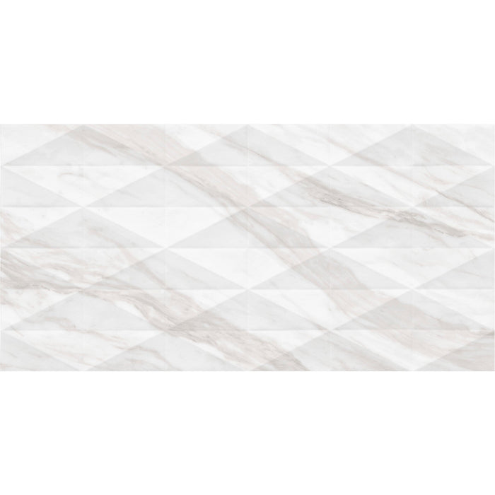 Daltile - Perpetuo - 12 in. x 24 in. Glazed Ceramic Multi-Geometric Wall Tile - Timeless White