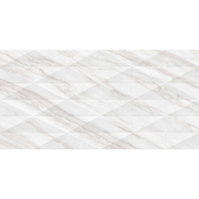 Daltile - Perpetuo - 12 in. x 24 in. Glazed Ceramic Multi-Geometric Wall Tile - Timeless White 2