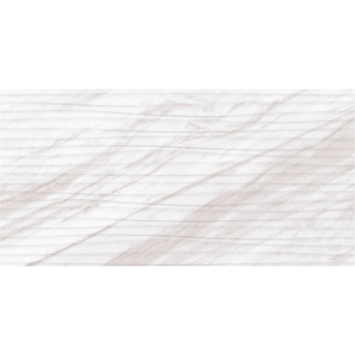 Daltile - Perpetuo - 12 in. x 24 in. Glazed Ceramic Wave Wall Tile - Timeless White 2