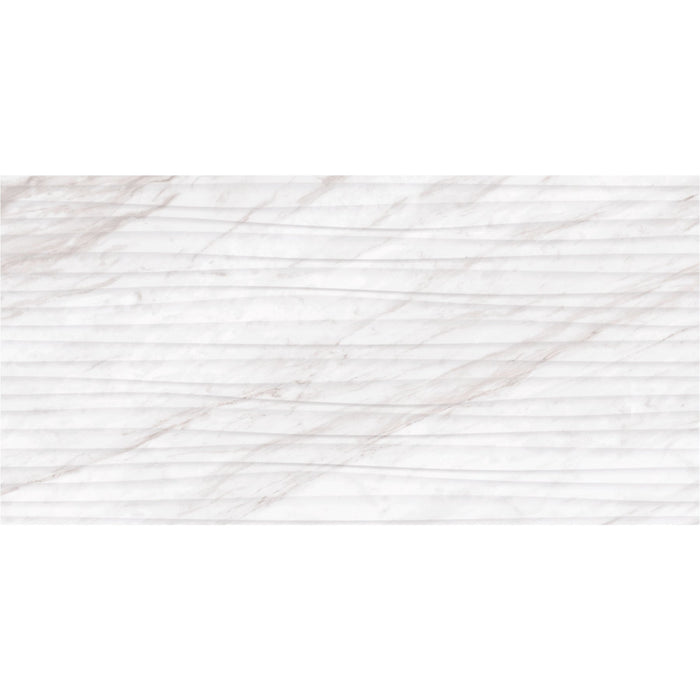 Daltile - Perpetuo - 12 in. x 24 in. Glazed Ceramic Wave Wall Tile - Timeless White 3