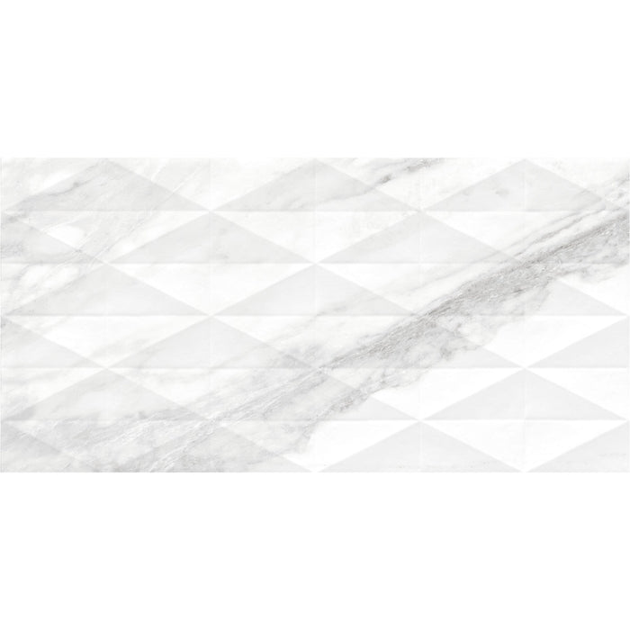 Daltile - Perpetuo - 12 in. x 24 in. Glazed Ceramic Multi-Geometric Wall Tile - Brilliant White 4