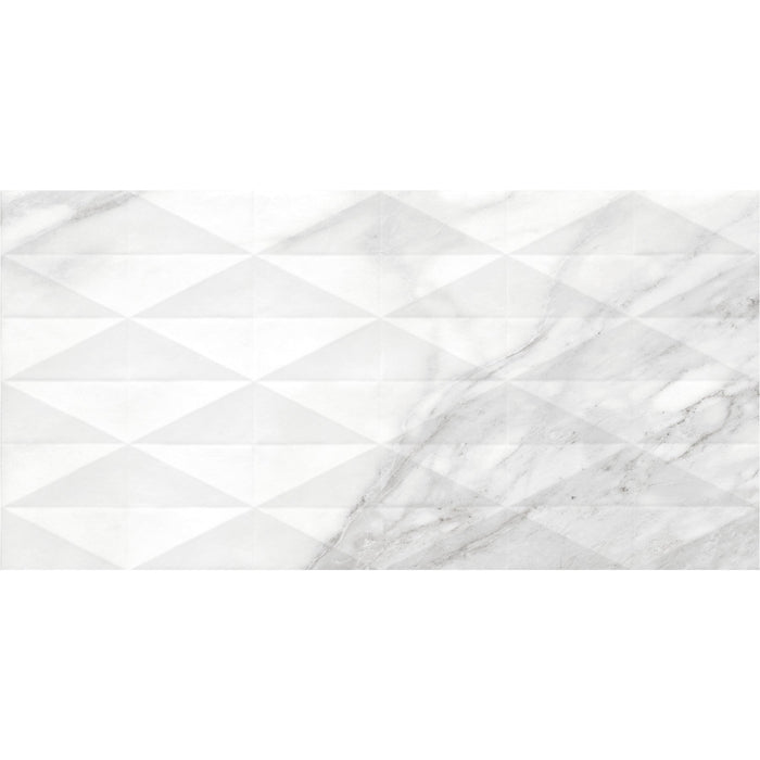 Daltile - Perpetuo - 12 in. x 24 in. Glazed Ceramic Multi-Geometric Wall Tile - Brilliant White