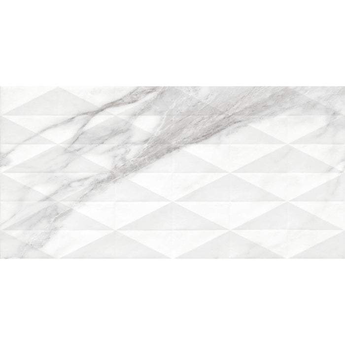 Daltile - Perpetuo - 12 in. x 24 in. Glazed Ceramic Multi-Geometric Wall Tile - Brilliant White 2