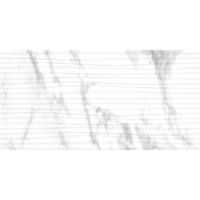 Daltile - Perpetuo - 12 in. x 24 in. Glazed Ceramic Wave Wall Tile - Brilliant White 2