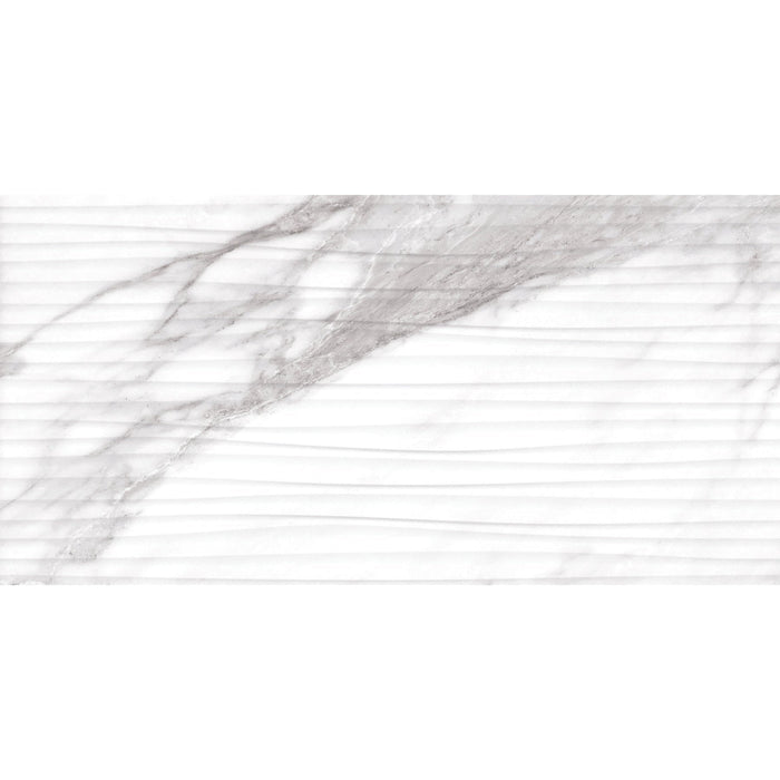 Daltile - Perpetuo - 12 in. x 24 in. Glazed Ceramic Wave Wall Tile - Brilliant White 4