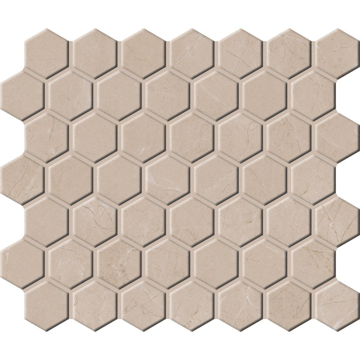 Daltile - Perpetuo - 1 1/2 in. Glazed Ceramic Hexagon Mosaic - Elegant Beige