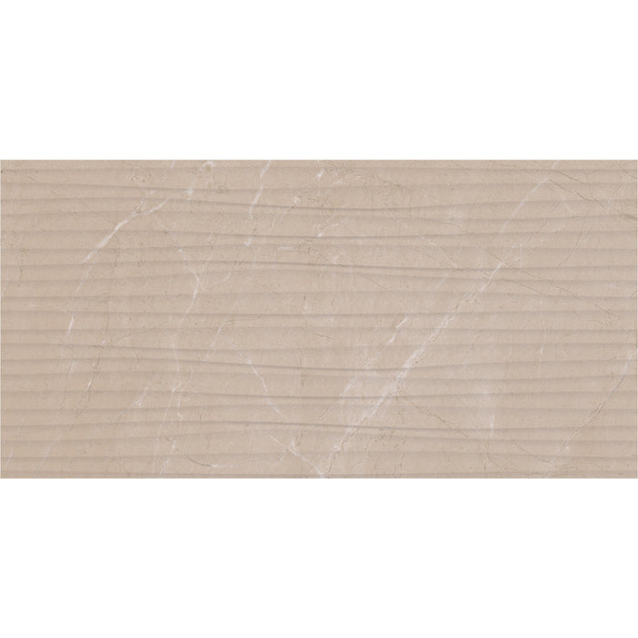 Daltile - Perpetuo - 12 in. x 24 in. Glazed Ceramic Wave Wall Tile - Elegant Beige 2