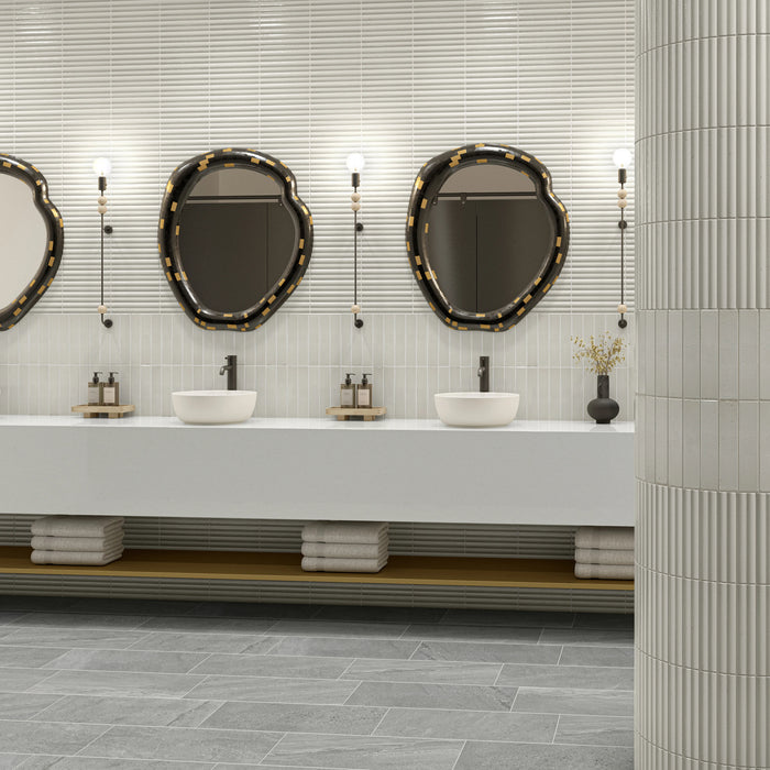 Daltile - Remedy - 2 in. x 10 in. Fluted Glazed Porcelain Tile - Elixir RD20 Bathroom Install