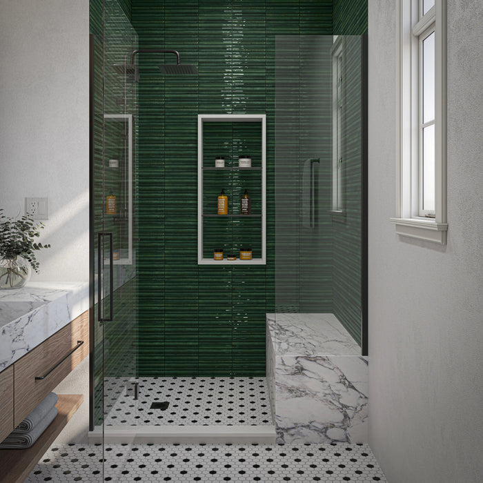Daltile - Remedy - 2 in. x 10 in. Fluted Glazed Porcelain Tile - Herbal RD21 Shower Install