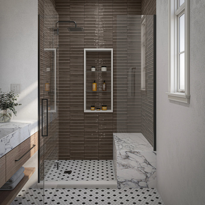 Daltile - Remedy - 2 in. x 10 in. Fluted Glazed Porcelain Tile - Zen RD23 Shower Install