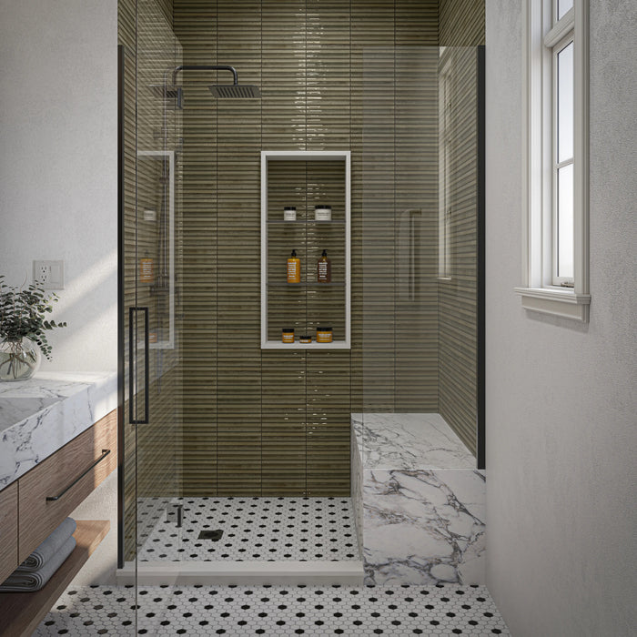 Daltile - Remedy - 2 in. x 10 in. Fluted Glazed Porcelain Tile - Antidote RD24 Shower Install