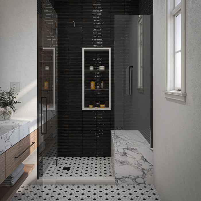 Daltile - Remedy - 2 in. x 10 in. Fluted Glazed Porcelain Tile - Alchemy RD25 Shower Install