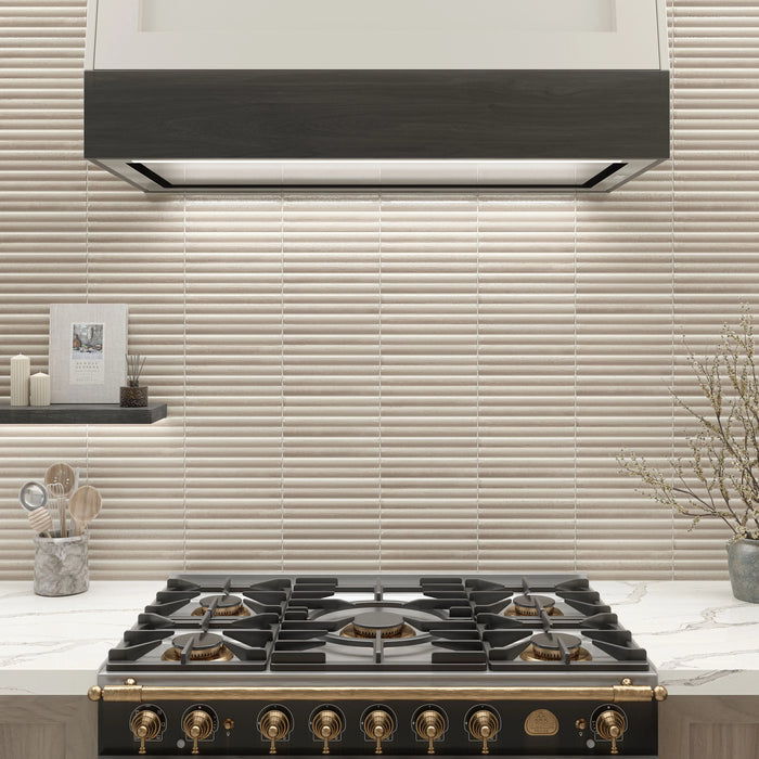 Daltile - Remedy - 2 in. x 10 in. Fluted Glazed Porcelain Tile - Tonic RD26 Kitchen Install