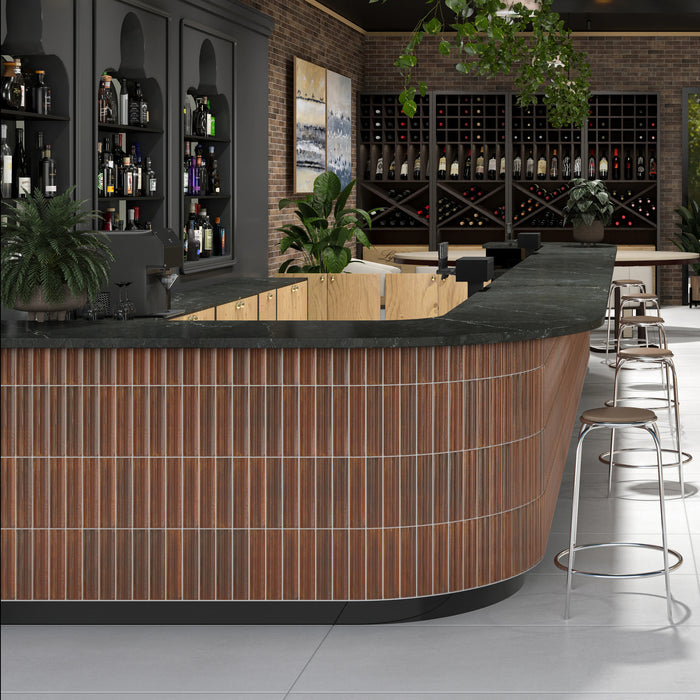 Daltile - Remedy - 2 in. x 10 in. Fluted Glazed Porcelain Tile - Aura RD27 Bar Install