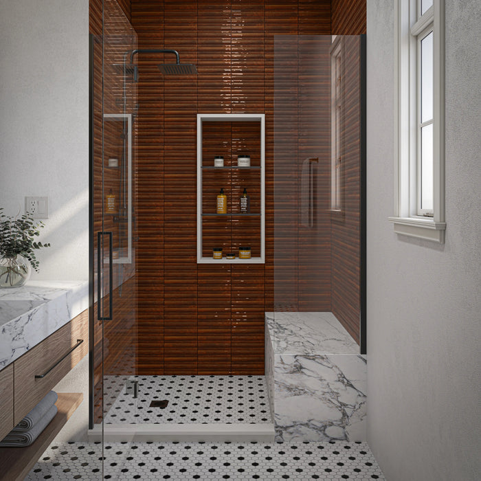 Daltile - Remedy - 2 in. x 10 in. Fluted Glazed Porcelain Tile - Aura RD27 Shower Install