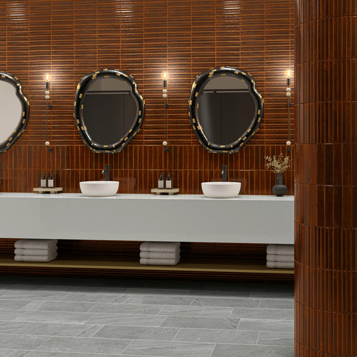 Daltile - Remedy - 2 in. x 10 in. Glazed Porcelain Tile - Aura RD27 Bathroom Install