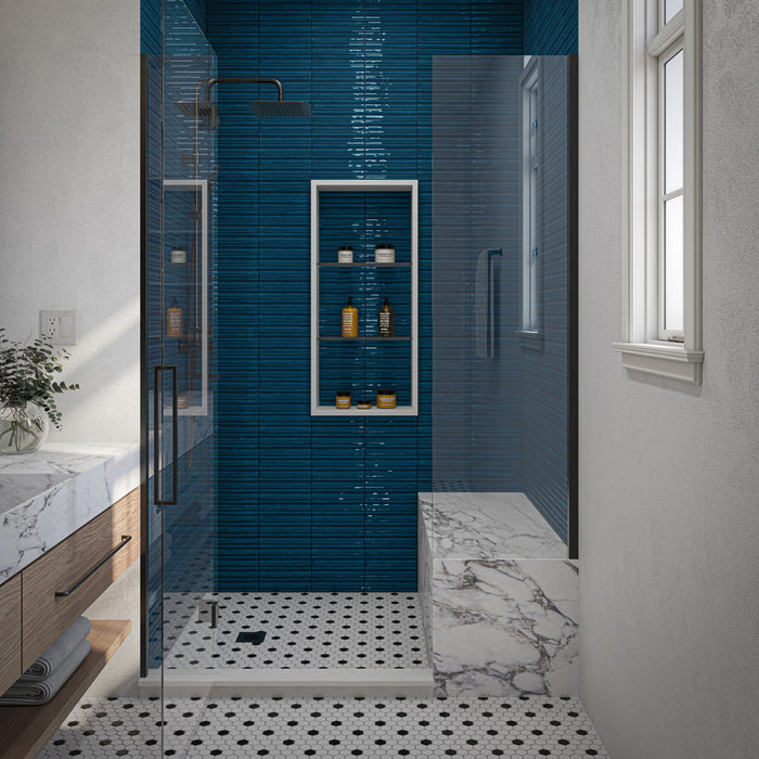 Daltile - Remedy - 2 in. x 10 in. Fluted Glazed Porcelain Tile - Oasis RD28 Shower Install