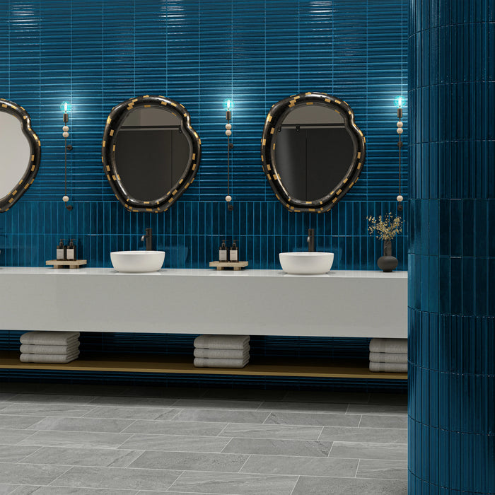 Daltile - Remedy - 2 in. x 10 in. Fluted Glazed Porcelain Tile - Oasis RD28 Wall Install