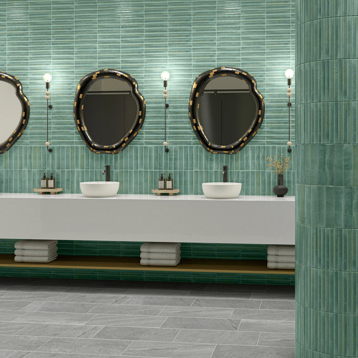 Daltile - Remedy - 2 in. x 10 in. Fluted Glazed Porcelain Tile - Vitality RD29 Bathroom Install