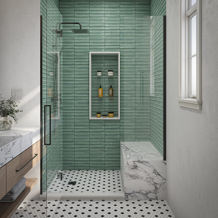 Daltile - Remedy - 2 in. x 10 in. Fluted Glazed Porcelain Tile - Vitality RD29 Shower Install 2