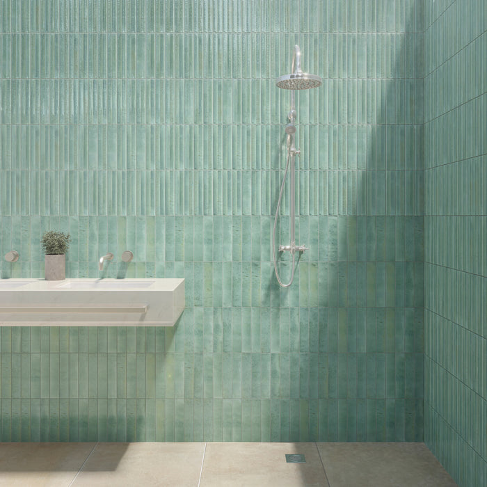 Daltile - Remedy - 2 in. x 10 in. Fluted Glazed Porcelain Tile - Vitality RD29 Shower Install