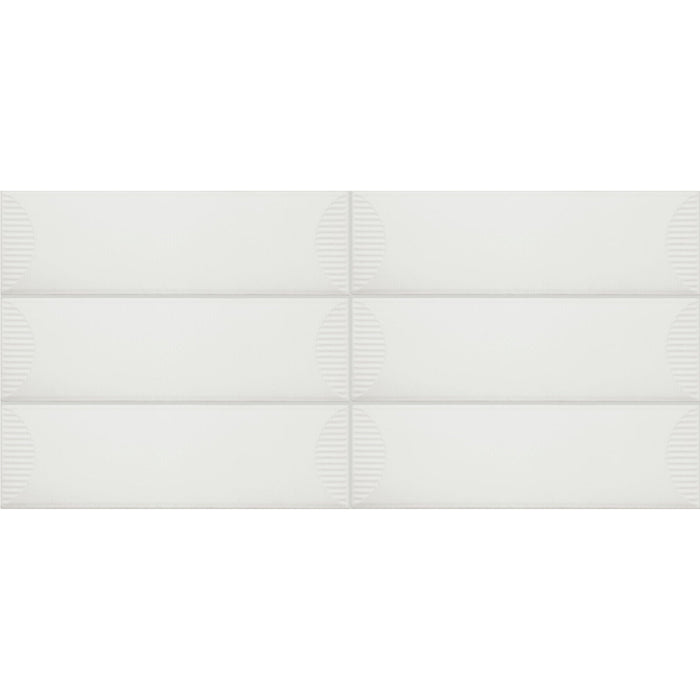 Daltile - Stencil 4 in. x 12 in. Ceramic Wall Tile - Half Moon Matte - White Grid View