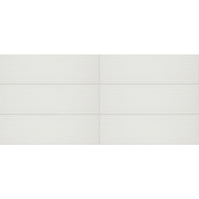 Daltile - Stencil 4 in. x 12 in. Ceramic Linear Wall Tile - White Grid Layout
