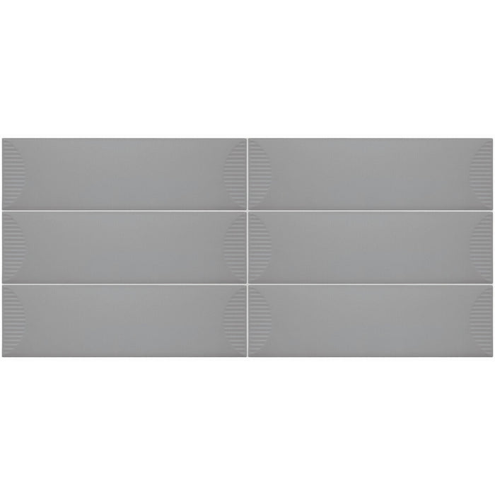 Daltile - Stencil 4 in. x 12 in. Ceramic Wall Tile - Half Moon Matte - Grey Grid Layout