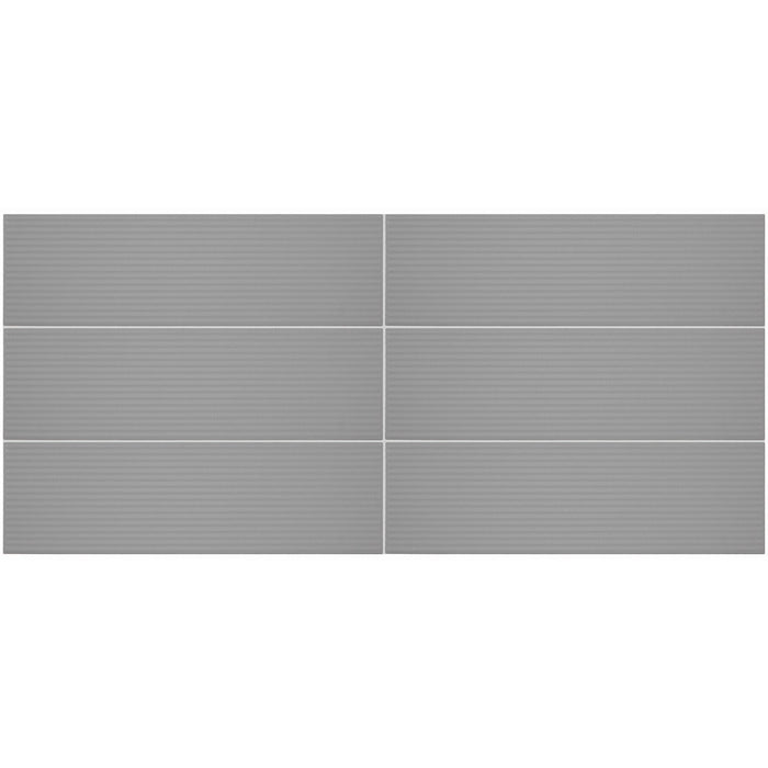 Daltile - Stencil 4 in. x 12 in. Ceramic Linear Wall Tile - Grey Grid Layout