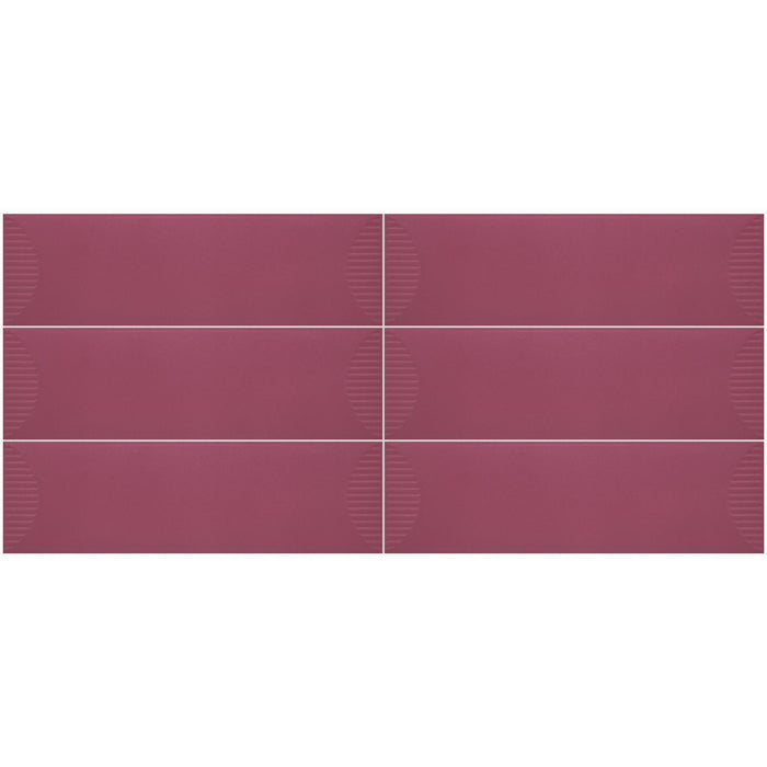 Daltile - Stencil 4 in. x 12 in. Ceramic Wall Tile - Half Moon Matte - Berry Grid View