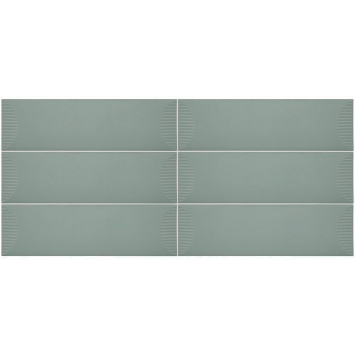 Daltile - Stencil 4 in. x 12 in. Ceramic Wall Tile - Half Moon Matte - Mint Grid View