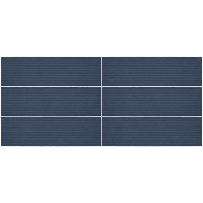 Daltile - Stencil 4 in. x 12 in. Ceramic Linear Wall Tile - Indigo Grid Layout