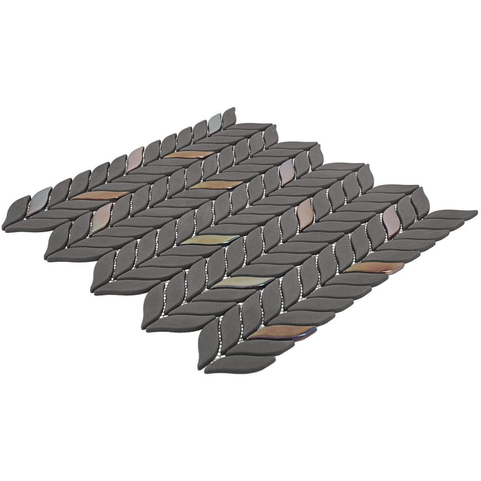 Daltile - Starcastle Glass Leaf Mosaic - Stardust Angled View