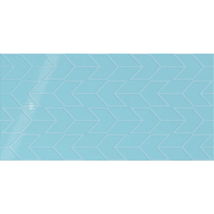 Daltile - Showscape - 12 in. x 24 in. Chevron Glazed Ceramic Wall Tile - Crisp Blue