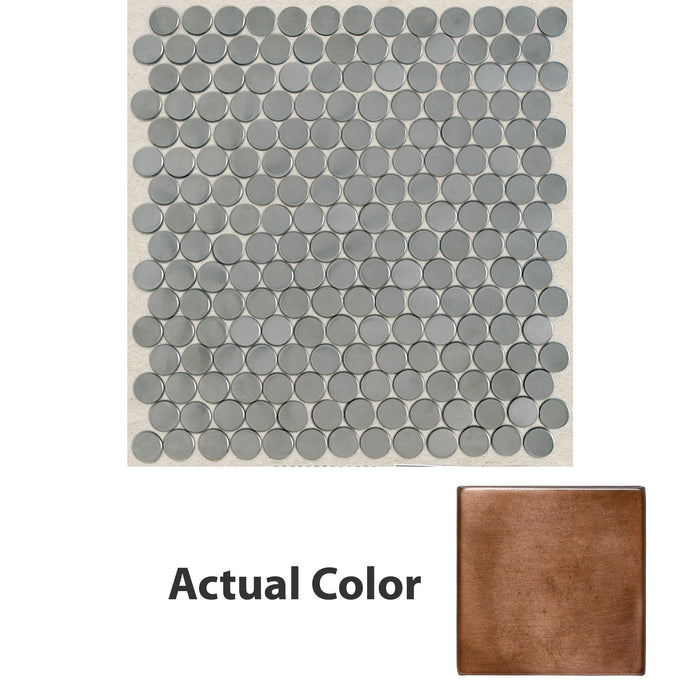 Daltile - Metallica Penny Round Mosaic - Oxidized Copper