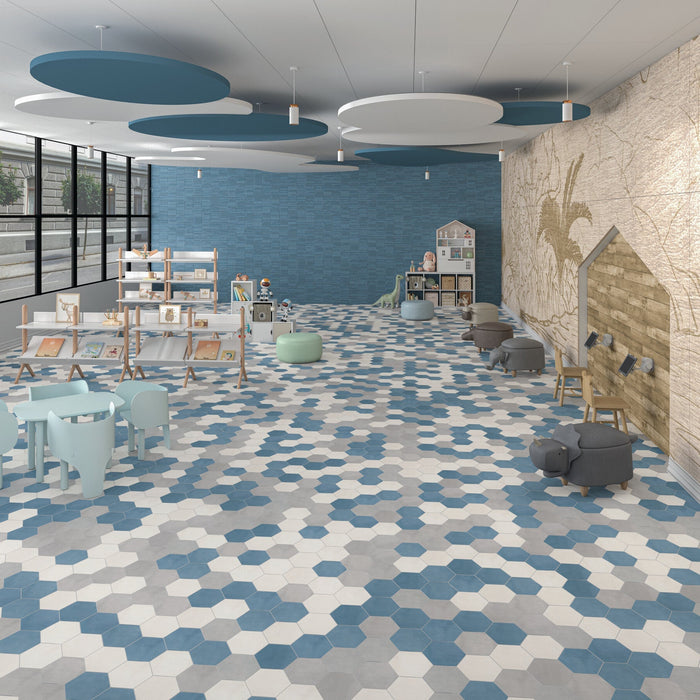 Daltile - Scrapbook - 8 in. Glazed Porcelain Hexagon Tile - Keepsake Blue