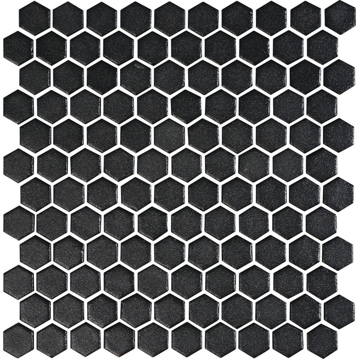 Daltile Uptown Glass 1 in. x 1 in. Hex Glass Mosaic - Matte Ebony