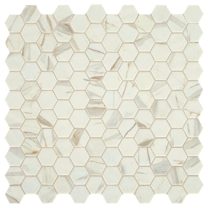 Daltile Uptown Glass 1 in. x 1 in. Hex Glass Mosaic - Posh Spritzer